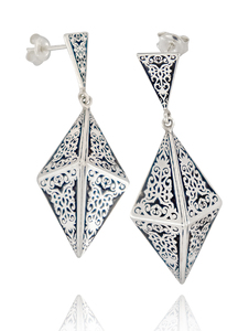 Silver earrings without stones - 131282