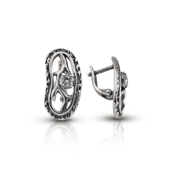 Silver Earings with stone 122434