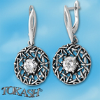 Silver earrings with CZ - Silver Earing with stone - 130928