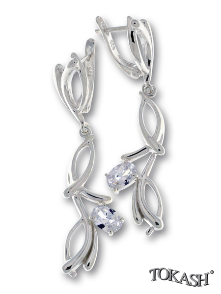 Silver Earings with stones 130222