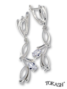 Silver earrings with CZ - Silver Earing with stone - 130222