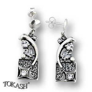 Silver earrings with CZ - Silver Earing with stone - 130197